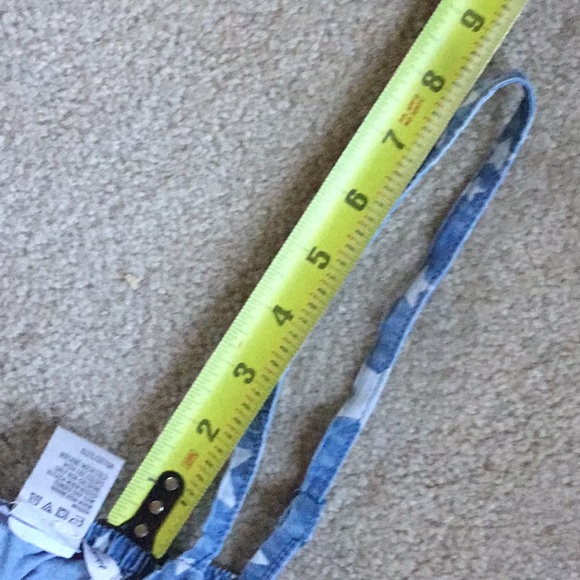 Celestial patriotic blue denim stars strappy shorts romper 100% cotton organic - Picture 10 of 11